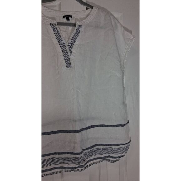 Talbots womens large white 100% linen blouse gauzy beach casual top or work - Picture 3 of 10